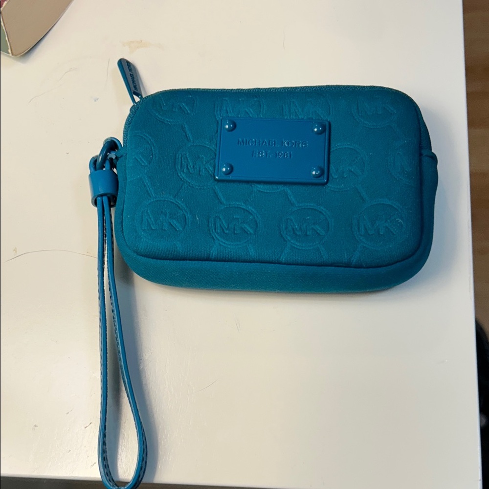 Michael Kors Teal Embossed Wristlet